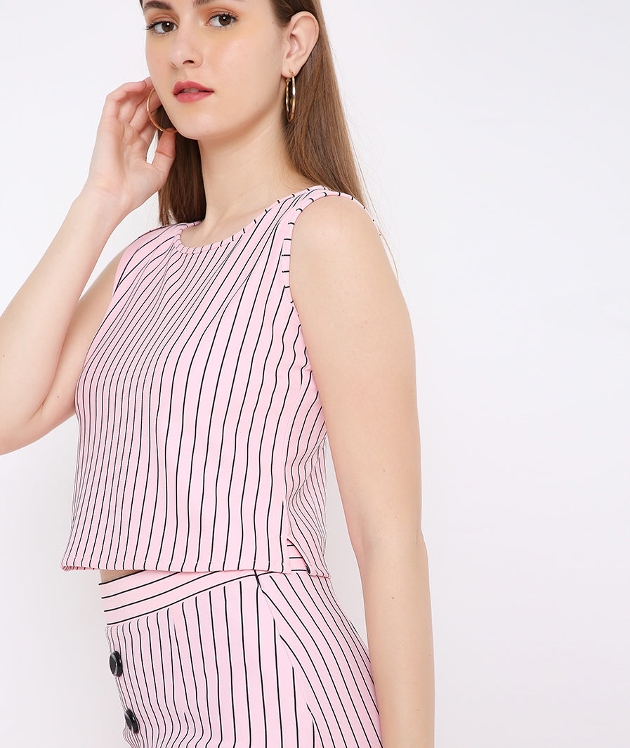 Pink Sleeveless Crop Top